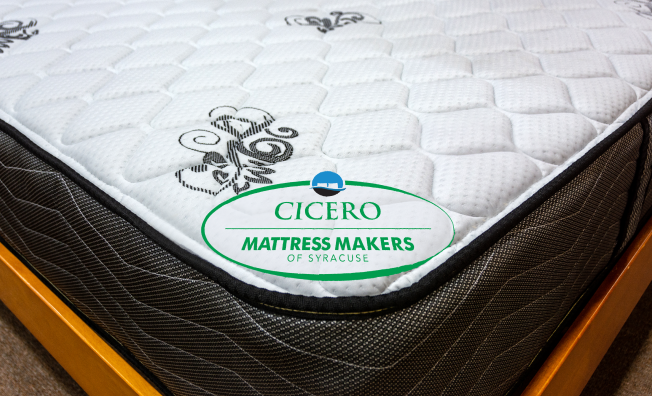 Mattress with Cicero Mattress Makers logo on a white background