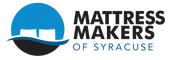 Logo of Mattress Makers of Syracuse with a blue and black design.
